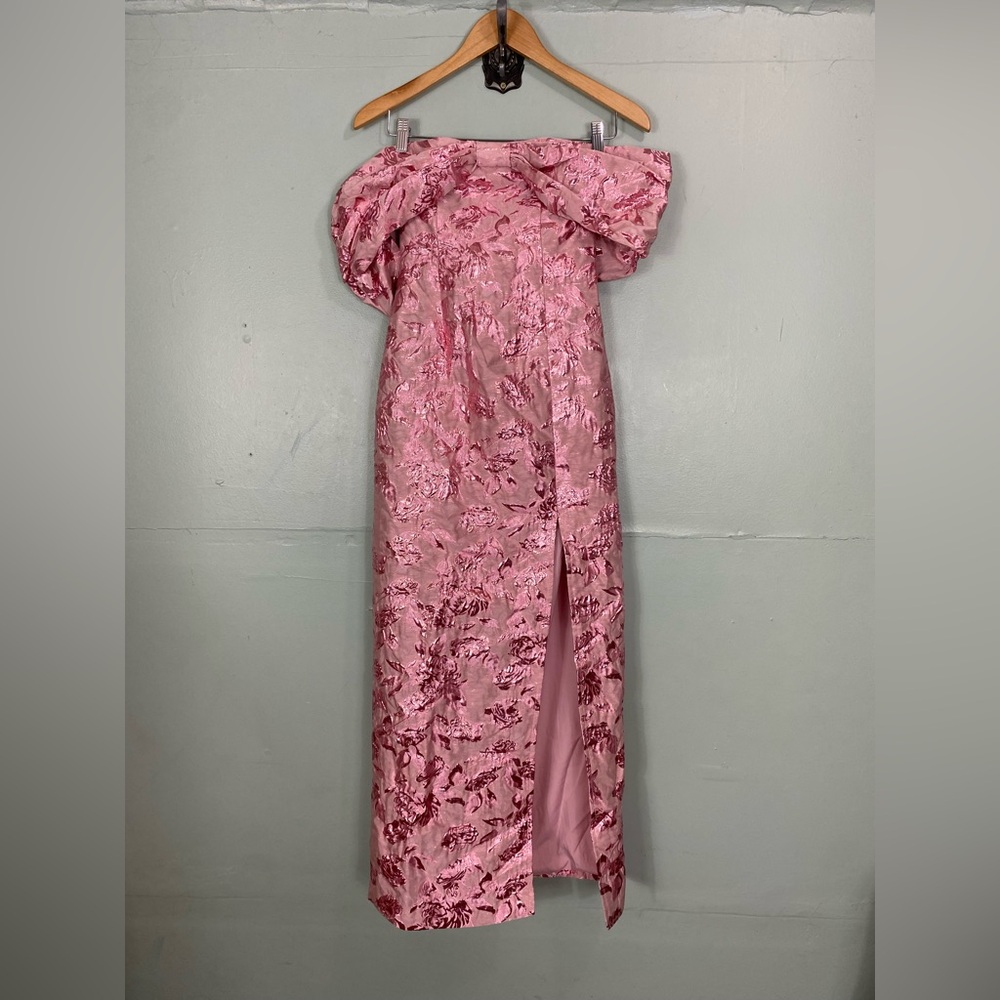 AVAILABLE (out of town)-Petal & Pup Pink Off-Shoulder Floral Jacquard Maxi Dress - Picture 2 of 7